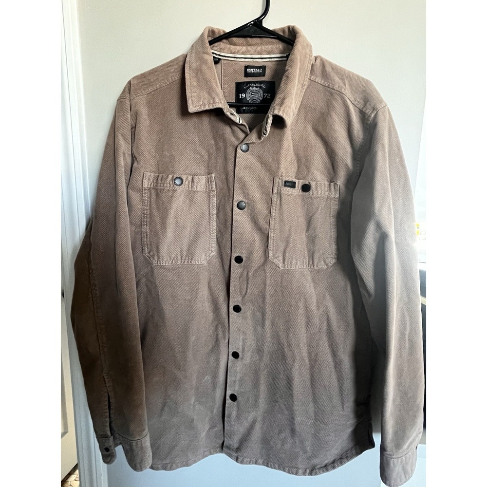 Buffalo David Bitton Jacket Mens Large Tan Corduroy Shacket Shirt Jafar - Picture 1 of 7
